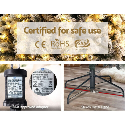 Jingle Jollys Christmas Tree 2.1M Xmas Tree with 500 LED Lights Snowy Tips Kings Warehouse 