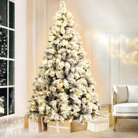 Jingle Jollys Christmas Tree 2.1M Xmas Tree with 500 LED Lights Snowy Tips Kings Warehouse 
