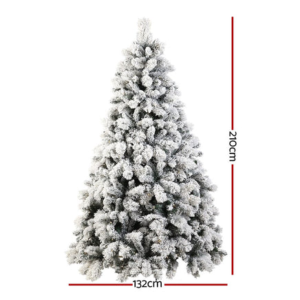 Jingle Jollys Christmas Tree 2.1M Xmas Tree with 500 LED Lights Snowy Tips Kings Warehouse 