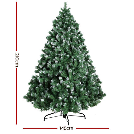 Jingle Jollys Christmas Tree 2.1M Xmas Trees Decorations Snowy 1250 Tips Kings Warehouse 