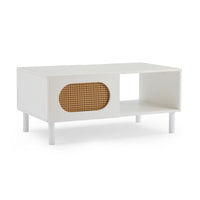 Kailua Rattan Coffee Table with Storage in White living room Kings Warehouse 