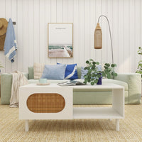 Kailua Rattan Coffee Table with Storage in White living room Kings Warehouse 