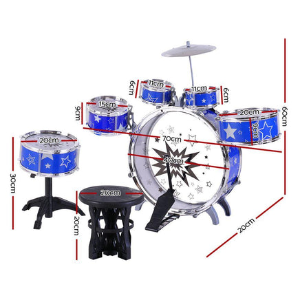 Keezi 11 Piece Kids Drum Set Kings Warehouse 