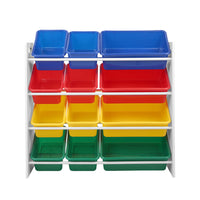 Keezi 12 Plastic Bins Kids Toy Organiser Box Bookshelf Storage Children Rack Kids Supplies Kings Warehouse 