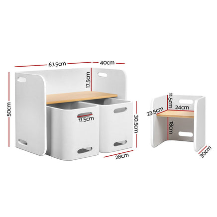 Keezi 3 PC Nordic Kids Table Chair Set White Desk Activity Compact Children Kids Supplies Kings Warehouse 