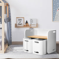 Keezi 3 PC Nordic Kids Table Chair Set White Desk Activity Compact Children Kids Supplies Kings Warehouse 