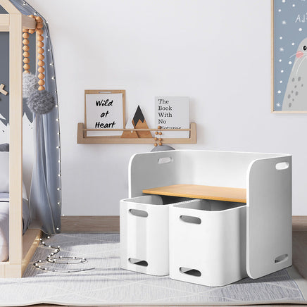 Keezi 3 PC Nordic Kids Table Chair Set White Desk Activity Compact Children Kids Supplies Kings Warehouse 