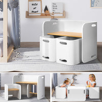 Keezi 3 PC Nordic Kids Table Chair Set White Desk Activity Compact Children Kids Supplies Kings Warehouse 