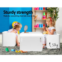 Keezi 3 PC Nordic Kids Table Chair Set White Desk Activity Compact Children Kids Supplies Kings Warehouse 