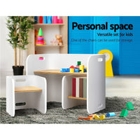 Keezi 3 PC Nordic Kids Table Chair Set White Desk Activity Compact Children Kids Supplies Kings Warehouse 