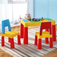 Keezi 3PCS Kids Table and Chairs Set Activity Chalkboard Toys Storage Box Desk Kings Warehouse 