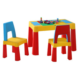 Keezi 3PCS Kids Table and Chairs Set Activity Chalkboard Toys Storage Box Desk Kings Warehouse 