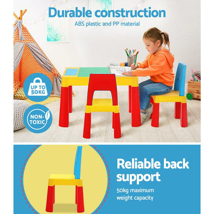Keezi 3PCS Kids Table and Chairs Set Activity Chalkboard Toys Storage Box Desk Kings Warehouse 
