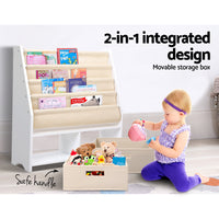 Keezi 4 tier Kids Bookshelf Wooden Bookcase Children Toy Organiser Display Rack Storage Supplies Kings Warehouse 