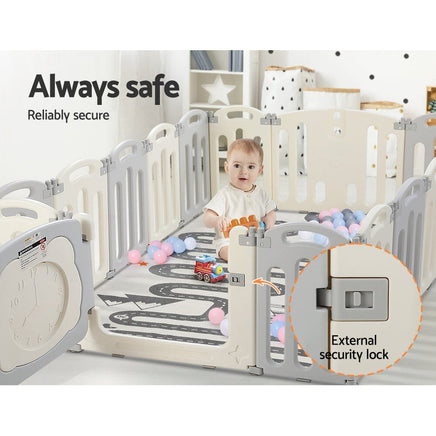 Keezi Baby Playpen 16 Panels Foldable Toddler Fence Safety Play Activity Centre Kings Warehouse 