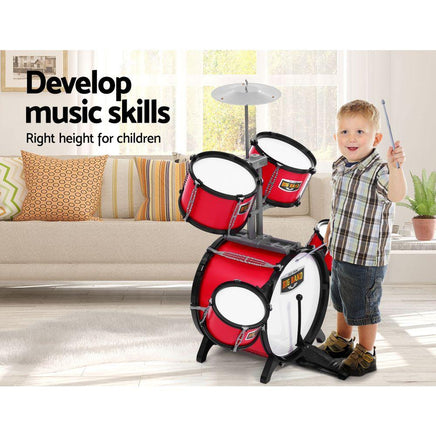 Keezi Kids 7 Drum Set Junior Drums Kit Musical Play Toys Childrens Mini Big Band Kings Warehouse 