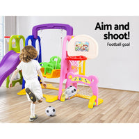 Keezi Kids 7-in-1 Slide Swing with Basketball Hoop Toddler Outdoor Indoor Play Baby & Kids Kings Warehouse 