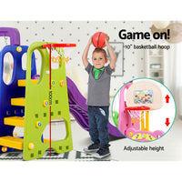 Keezi Kids 7-in-1 Slide Swing with Basketball Hoop Toddler Outdoor Indoor Play Baby & Kids Kings Warehouse 