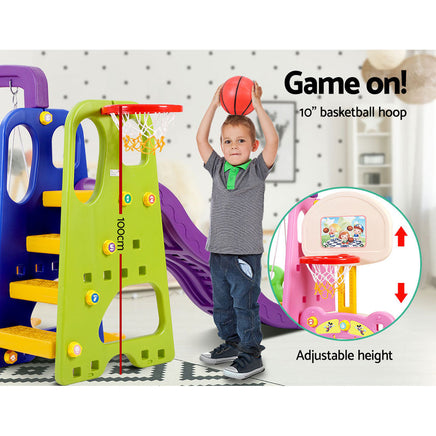 Keezi Kids 7-in-1 Slide Swing with Basketball Hoop Toddler Outdoor Indoor Play Baby & Kids Kings Warehouse 