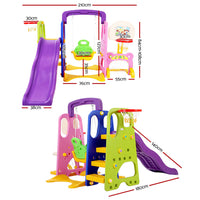 Keezi Kids 7-in-1 Slide Swing with Basketball Hoop Toddler Outdoor Indoor Play Baby & Kids Kings Warehouse 