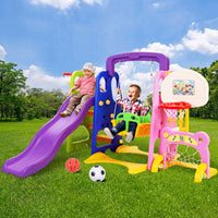Keezi Kids 7-in-1 Slide Swing with Basketball Hoop Toddler Outdoor Indoor Play Baby & Kids Kings Warehouse 