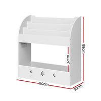 Keezi Kids Bookshelf Children Toy Storage Magazine Rack Organiser Bookcase White Kings Warehouse 
