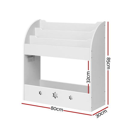 Keezi Kids Bookshelf Children Toy Storage Magazine Rack Organiser Bookcase White Kings Warehouse 