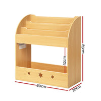 Keezi Kids Bookshelf Children Toys Storage Shelf Rack Organiser Bookcase Display Kings Warehouse 