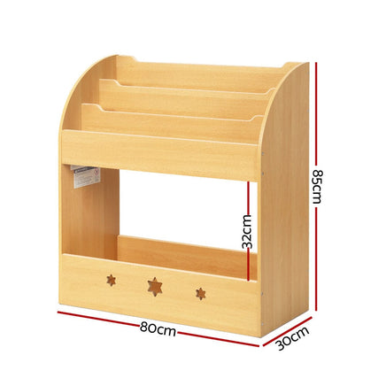 Keezi Kids Bookshelf Children Toys Storage Shelf Rack Organiser Bookcase Display Kings Warehouse 