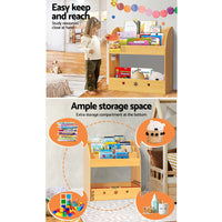 Keezi Kids Bookshelf Children Toys Storage Shelf Rack Organiser Bookcase Display Kings Warehouse 