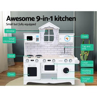Keezi Kids Kitchen Set Pretend Play Food Sets Childrens Utensils Toys White Kids Kings Warehouse 