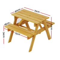 Keezi Kids Outdoor Table and Chairs Picnic Bench Seat Children Wooden Indoor Kings Warehouse 