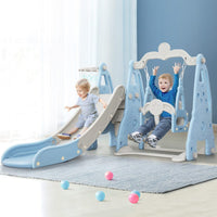 Keezi Kids Slide 170cm Extra Long Swing Basketball Hoop Toddlers PlaySet Blue Kings Warehouse 