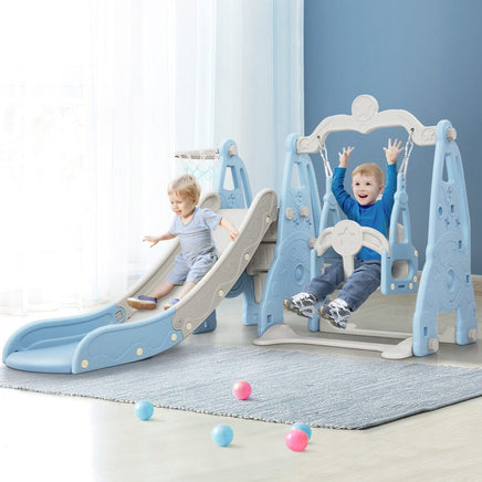 Keezi Kids Slide 170cm Extra Long Swing Basketball Hoop Toddlers PlaySet Blue Kings Warehouse 