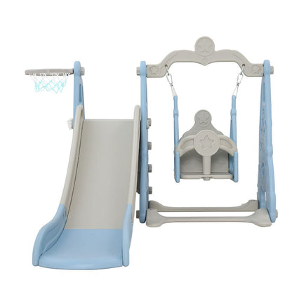 Keezi Kids Slide 170cm Extra Long Swing Basketball Hoop Toddlers PlaySet Blue Kings Warehouse 