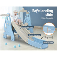 Keezi Kids Slide 170cm Extra Long Swing Basketball Hoop Toddlers PlaySet Blue Kings Warehouse 