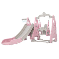 Keezi Kids Slide 170cm Extra Long Swing Basketball Hoop Toddlers PlaySet Pink Kings Warehouse 