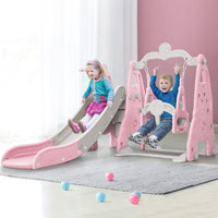 Keezi Kids Slide 170cm Extra Long Swing Basketball Hoop Toddlers PlaySet Pink Kings Warehouse 