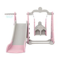 Keezi Kids Slide 170cm Extra Long Swing Basketball Hoop Toddlers PlaySet Pink Kings Warehouse 