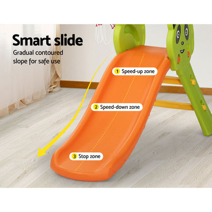 Keezi Kids Slide Basketball Hoop Activity Center Outdoor Toddler Play Set Orange Toys Kings Warehouse 