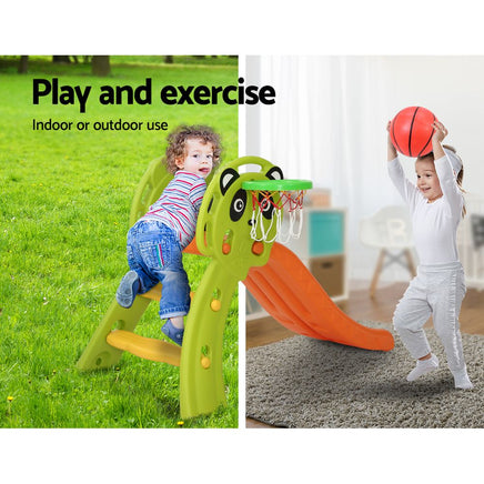 Keezi Kids Slide Basketball Hoop Activity Center Outdoor Toddler Play Set Orange Toys Kings Warehouse 