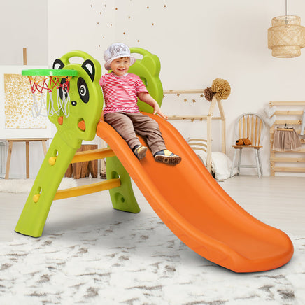 Keezi Kids Slide Basketball Hoop Activity Center Outdoor Toddler Play Set Orange Toys Kings Warehouse 