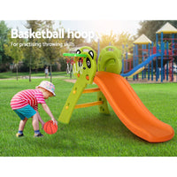 Keezi Kids Slide Basketball Hoop Activity Center Outdoor Toddler Play Set Orange Toys Kings Warehouse 