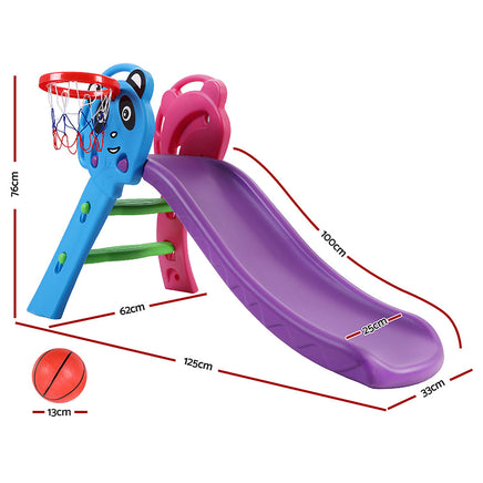 Keezi Kids Slide with Basketball Hoop Outdoor Indoor Playground Toddler Play Baby & Kids Kings Warehouse 