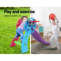 Keezi Kids Slide with Basketball Hoop Outdoor Indoor Playground Toddler Play Baby & Kids Kings Warehouse 