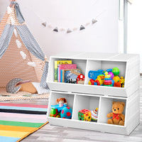 Keezi Kids Toy Box Stackable Bookshelf Storage Organiser Bookcase Shelf Kids Supplies Kings Warehouse 
