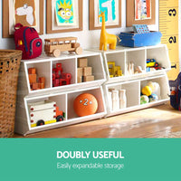 Keezi Kids Toy Box Stackable Bookshelf Storage Organiser Bookcase Shelf Kids Supplies Kings Warehouse 