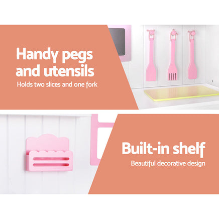 Keezi Kids Wooden Kitchen Play Set - White & Pink Baby & Kids Kings Warehouse 