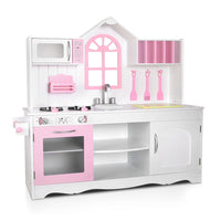 Keezi Kids Wooden Kitchen Play Set - White & Pink Baby & Kids Kings Warehouse 