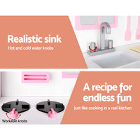 Keezi Kids Wooden Kitchen Play Set - White & Pink Baby & Kids Kings Warehouse 